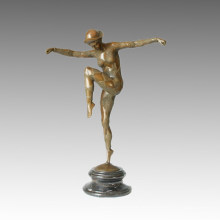 Танцовщица Бронзовый сад Скульптура Billycock Lady Deco Брасс Статуя TPE-157